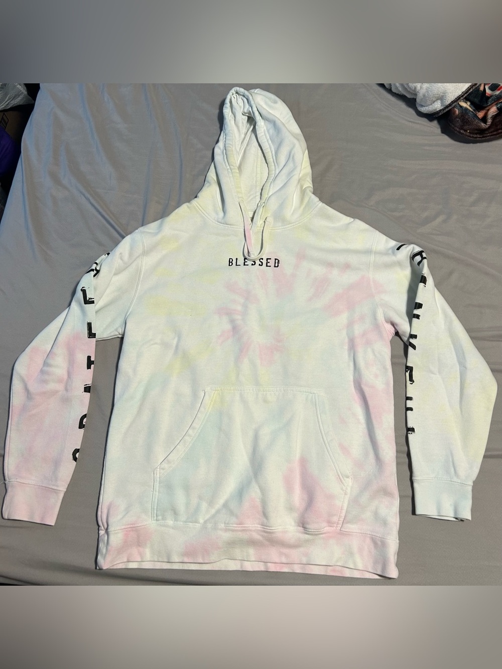 "Blessed" Pastel Tie-Dye Hoodie- size l